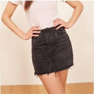 Reformation Westin Black Denim Jean Mini Skirt Size 29
